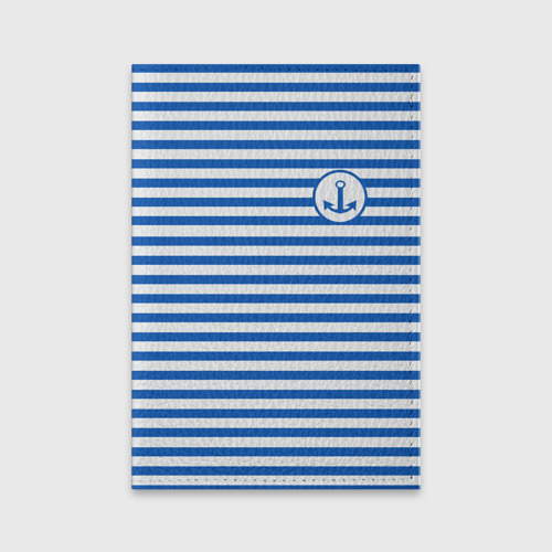 Обложка для паспорта матовая кожа Морская тельняшка - бело-синие полосы и якорь, цвет желтый