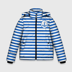 Зимняя куртка для мальчиков 3D Морская тельняшка - бело-синие полосы и якорь