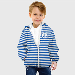 Детская куртка 3D Морская тельняшка - бело-синие полосы и якорь - фото 2