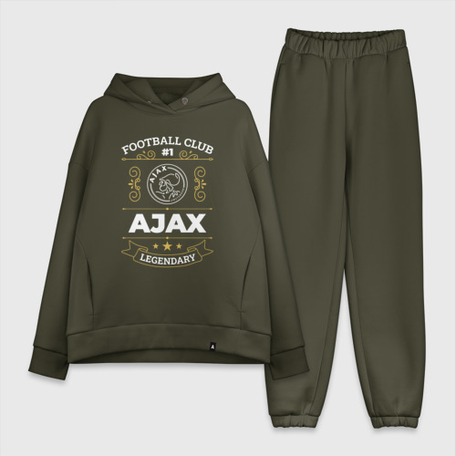 Женский костюм хлопок Oversize с принтом Ajax: Football Club Number 1, вид спереди #2