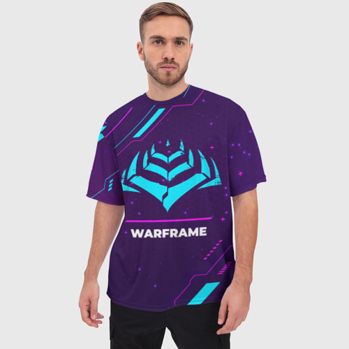 Мужская футболка oversize 3D Warframe Gaming Neon, цвет 3D печать - фото 3