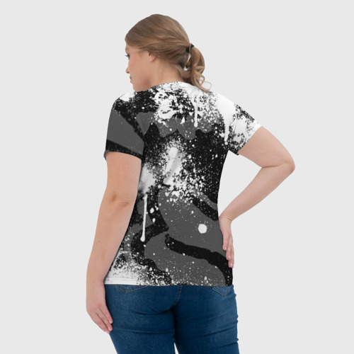 Женская футболка 3D с принтом FOX RACING - МОТОКРОСС БРЫЗГИ, вид сзади #2