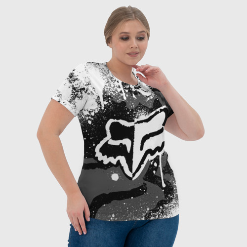 Женская футболка 3D с принтом FOX RACING - МОТОКРОСС БРЫЗГИ, фото #4