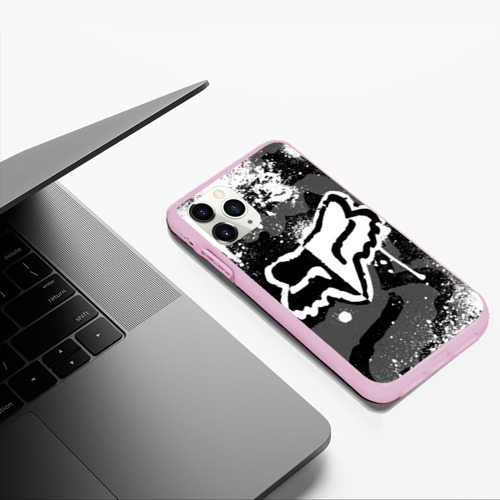 Чехол для iPhone 11 Pro Max матовый FOX racing - мотокросс брызги, цвет розовый - фото 5