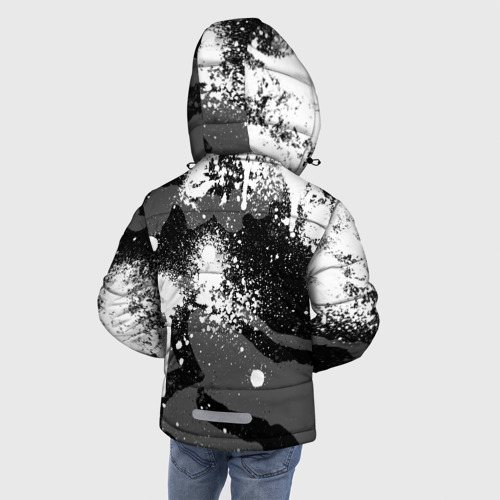 Зимняя куртка для мальчиков 3D с принтом FOX racing - мотокросс брызги, вид сзади #2