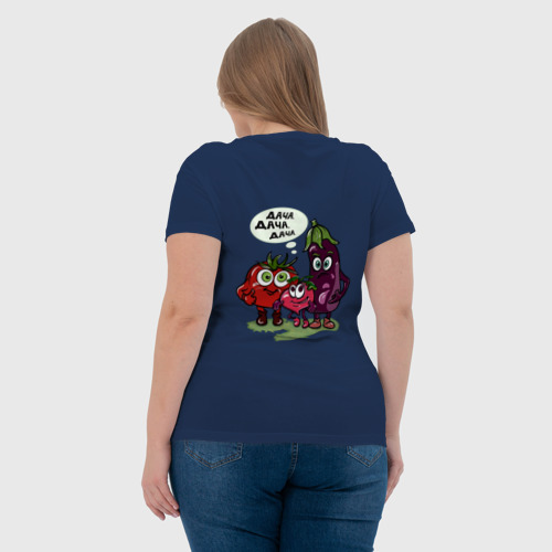 Женская футболка хлопок Дача. Овощи, цвет темно-синий - фото 7