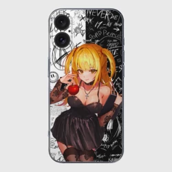 Чехол для iPhone 16 силиконовый с защитой камеры Миса с яблоком Тетрадь смерти