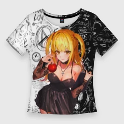 Женская футболка 3D Slim Миса с яблоком Тетрадь смерти