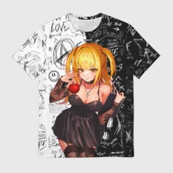 Мужская футболка 3D Миса с яблоком Тетрадь смерти