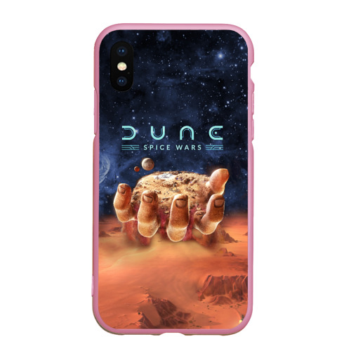 Чехол для iPhone XS Max матовый Dune: Spice Wars песчаные дюны и рука с базой, цвет розовый