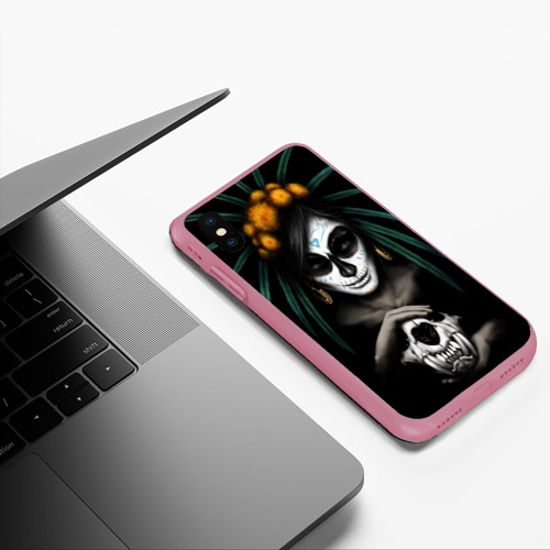 Чехол для iPhone XS Max матовый Костяная ведьма, цвет малиновый - фото 5