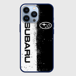 Чехол для iPhone 13 Pro Субару - Subaru черно белые брызги краска