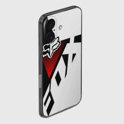 Чехол для iPhone 16 силиконовый с защитой камеры FOX racing - Фокс черный и белый - фото 2