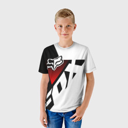 Детская футболка 3D FOX racing - Фокс черный и белый - фото 2