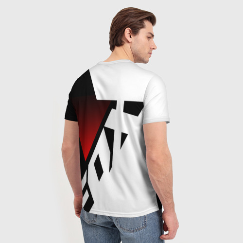 Мужская футболка 3D с принтом FOX racing - Фокс черный и белый, вид сзади #2