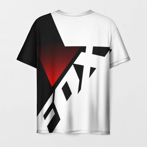 Мужская футболка 3D с принтом FOX racing - Фокс черный и белый, вид сзади #1
