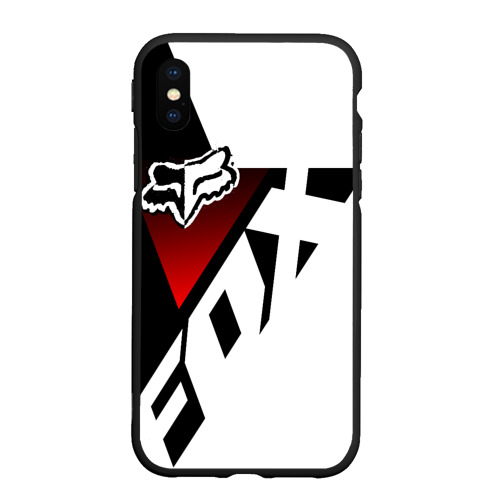 Чехол для iPhone XS Max матовый FOX racing - Фокс черный и белый, цвет черный