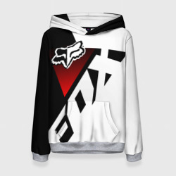 Женская толстовка 3D FOX racing - Фокс черный и белый