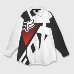 Женская рубашка oversize 3D FOX racing - Фокс черный и белый