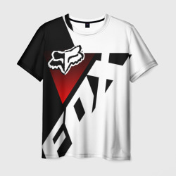 Мужская футболка 3D FOX racing - Фокс черный и белый