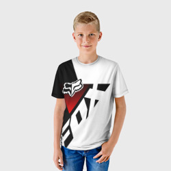 Детская футболка 3D FOX racing - Фокс черный и белый - фото 2