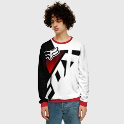 Мужской свитшот 3D FOX racing - Фокс черный и белый - фото 2