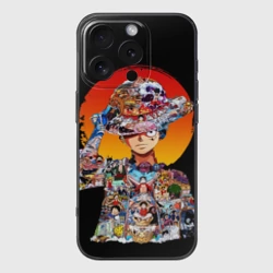 Чехол для iPhone 16 Pro силиконовый с защитой камеры Ван Пис арки в Луффи One piece