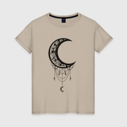 Луна Оберег в стиле Мандала – Женская футболка хлопок с принтом купить со скидкой в -20%