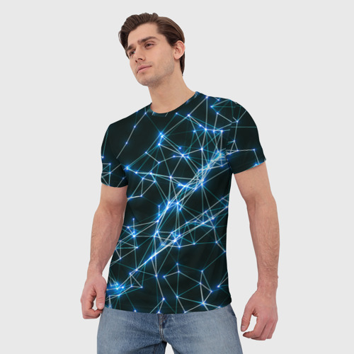 Мужская футболка 3D нейронная сеть - фон, цвет 3D печать - фото 3