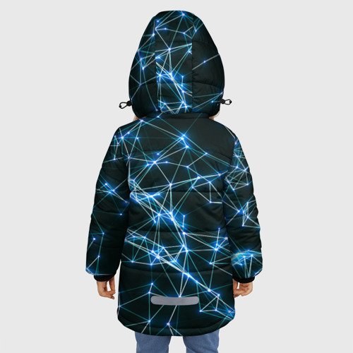Зимняя куртка для девочек 3D Нейронная сеть - фон, цвет черный - фото 4