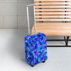 Чехол для чемодана 3D Сине-голубые полигональные кристаллы - фото 2
