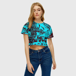 Женская футболка Crop-top 3D Бирюзовая палитра цвета - фото 2