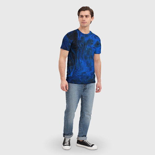 Мужская футболка 3D Синий абстрактный дым, цвет 3D печать - фото 5