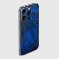 Чехол для iPhone 15 Pro Max силиконовый с защитой камеры Синий абстрактный дым - фото 2