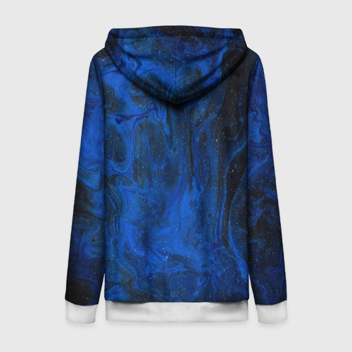 Женская толстовка 3D на молнии с принтом Синий абстрактный дым, вид сзади #1