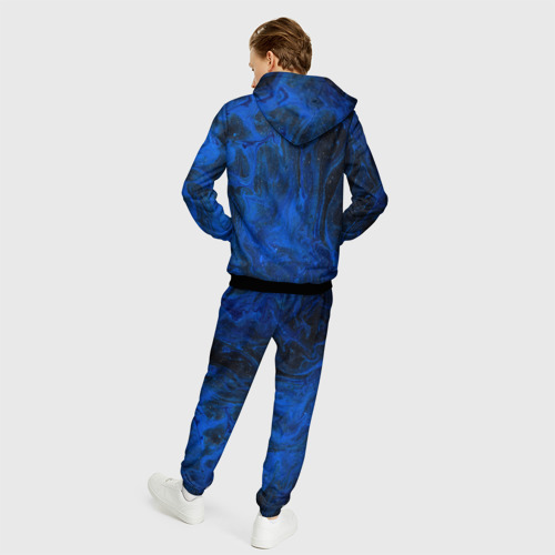 Мужской 3D костюм с принтом Синий абстрактный дым, вид сзади #2