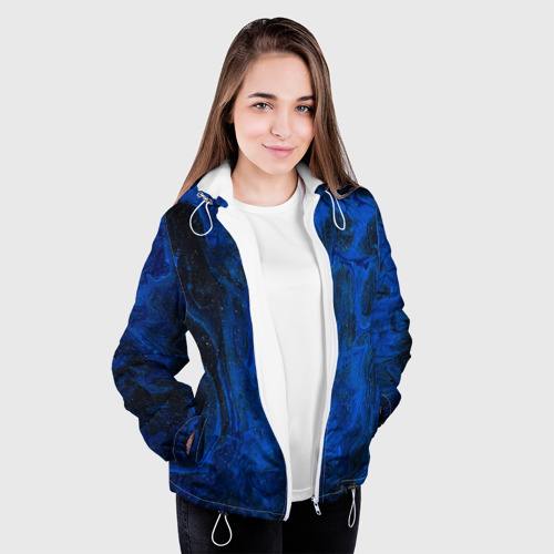 Женская куртка 3D Синий абстрактный дым, цвет белый - фото 4