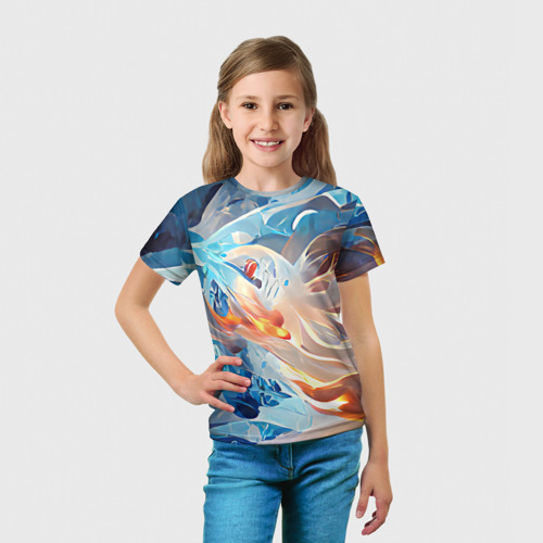 Детская футболка 3D Ice & flame, цвет 3D печать - фото 5