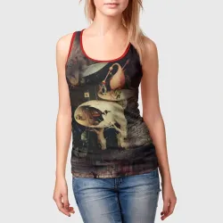 Женская майка 3D Иероним Босх Сад земных наслаждений Фрагмент Hieronymus Bosch The Garden of Earthly Delights Fragment - фото 2