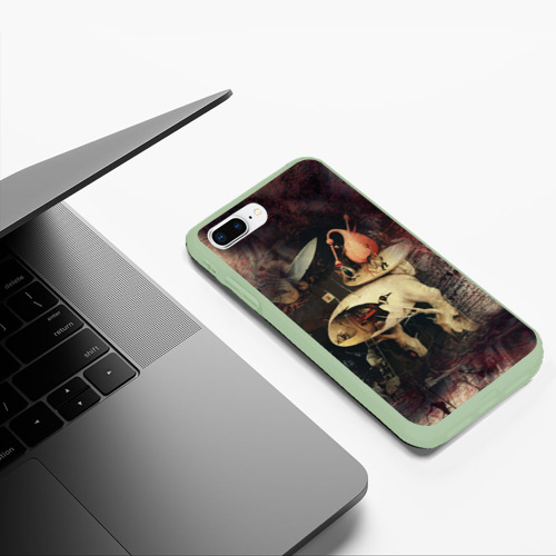 Чехол для iPhone 7Plus/8 Plus матовый Иероним Босх Сад земных наслаждений Фрагмент Hieronymus Bosch The Garden of Earthly Delights Fragment, цвет салатовый - фото 5