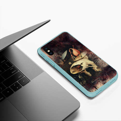 Чехол для iPhone XS Max матовый Иероним Босх Сад земных наслаждений Фрагмент Hieronymus Bosch The Garden of Earthly Delights Fragment, цвет мятный - фото 5