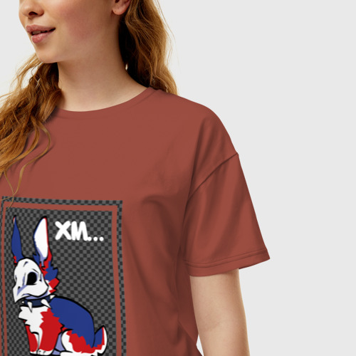 Женская футболка хлопок Oversize Кролик Альт, цвет кирпичный - фото 3