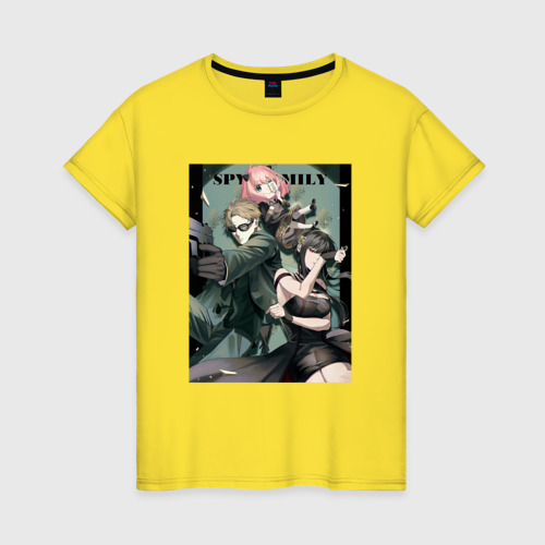 Женская футболка хлопок Семья шпиона Spy X family poster, цвет желтый