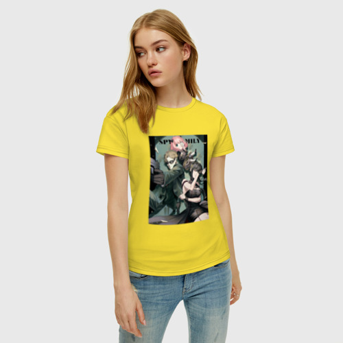 Женская футболка хлопок Семья шпиона Spy X family poster, цвет желтый - фото 3