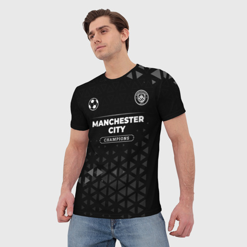 Мужская футболка 3D с принтом Manchester City Champions Uniform, фото на моделе #1