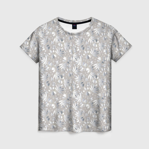 Женская футболка 3D с принтом Белые объемные узоры, вид спереди #2