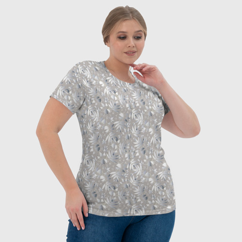Женская футболка 3D с принтом Белые объемные узоры, фото #4