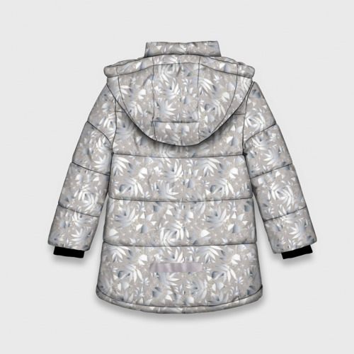 Зимняя куртка для девочек 3D с принтом Белые объемные узоры, вид сзади #1