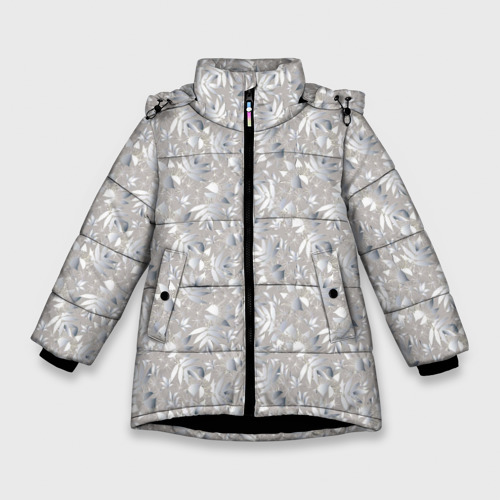 Зимняя куртка для девочек 3D с принтом Белые объемные узоры, вид спереди #2