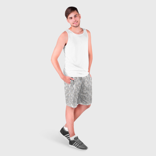Мужские шорты 3D с принтом Белые объемные узоры, фото на моделе #1